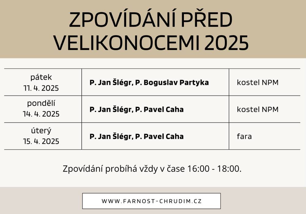 Zpovídání před Velikonocemi